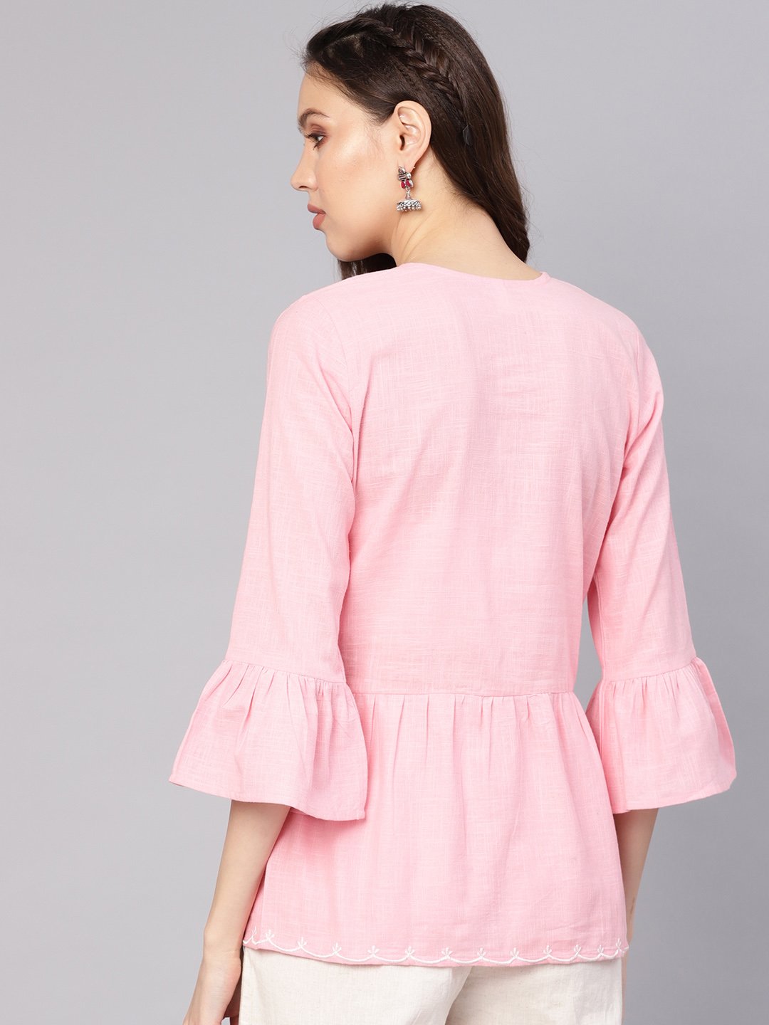 Women Pink Solid A-Line Tunic | NOZ2TOZ - Made In INDIA.