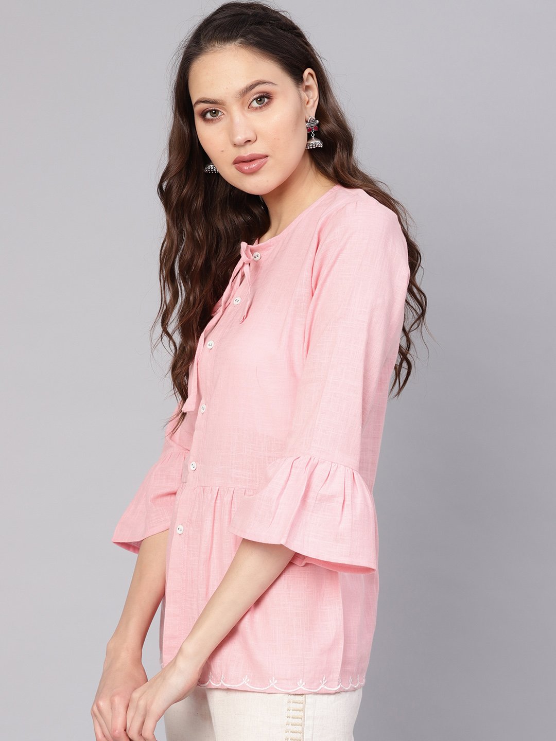 Women Pink Solid A-Line Tunic | NOZ2TOZ - Made In INDIA.