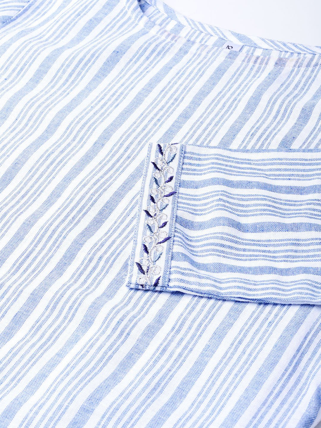 Women Blue & White Striped Straight Kurta | NOZ2TOZ - Made In INDIA.