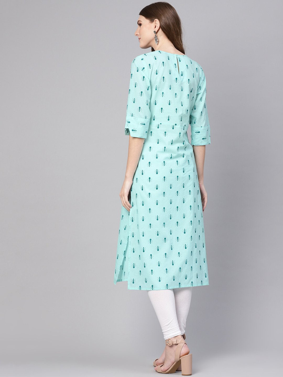 Women Green Printed Straight Kurta | NOZ2TOZ - Made In INDIA.