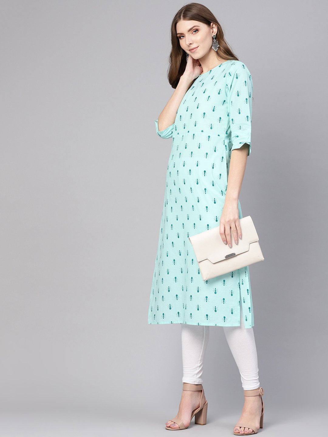 Women Green Printed Straight Kurta | NOZ2TOZ - Made In INDIA.