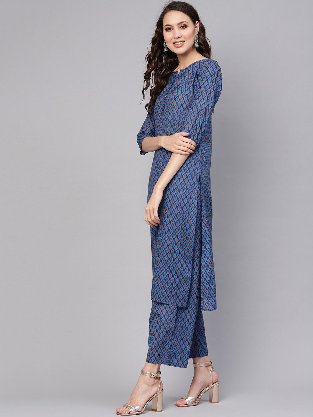 Women Blue & White Printed Kurta with Trousers & Dupatta | NOZ2TOZ - Made In INDIA.