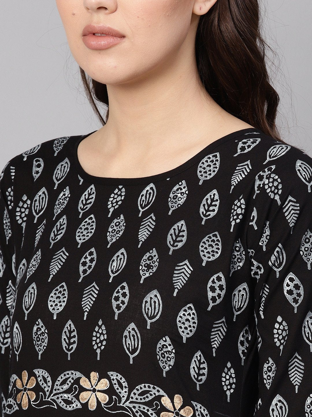 Women Black & White Printed Kurta with Palazzos | NOZ2TOZ - Made In INDIA.