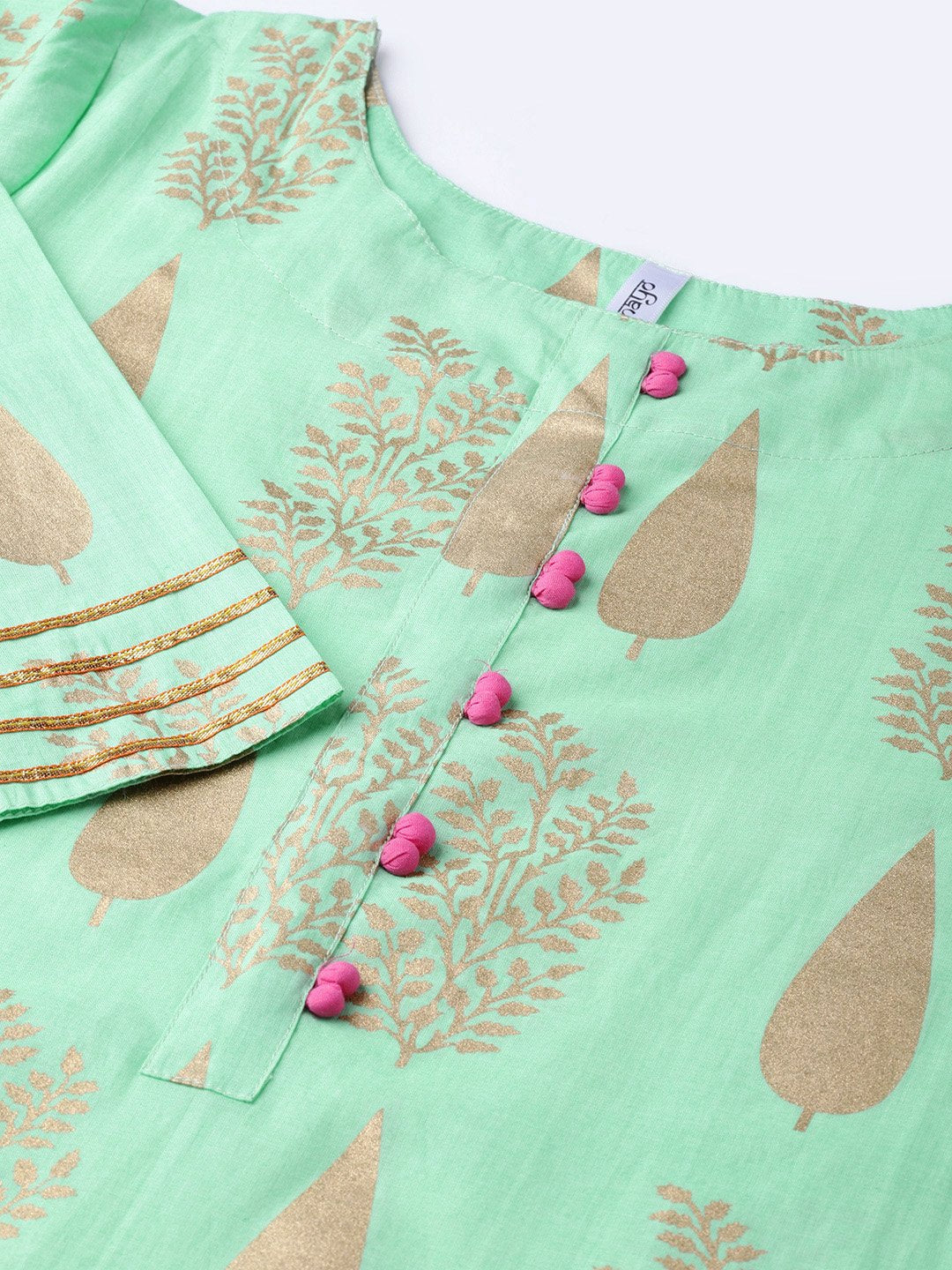 Women Green & Blue Printed Kurta with Skirt & Dupatta | NOZ2TOZ - Made In INDIA.