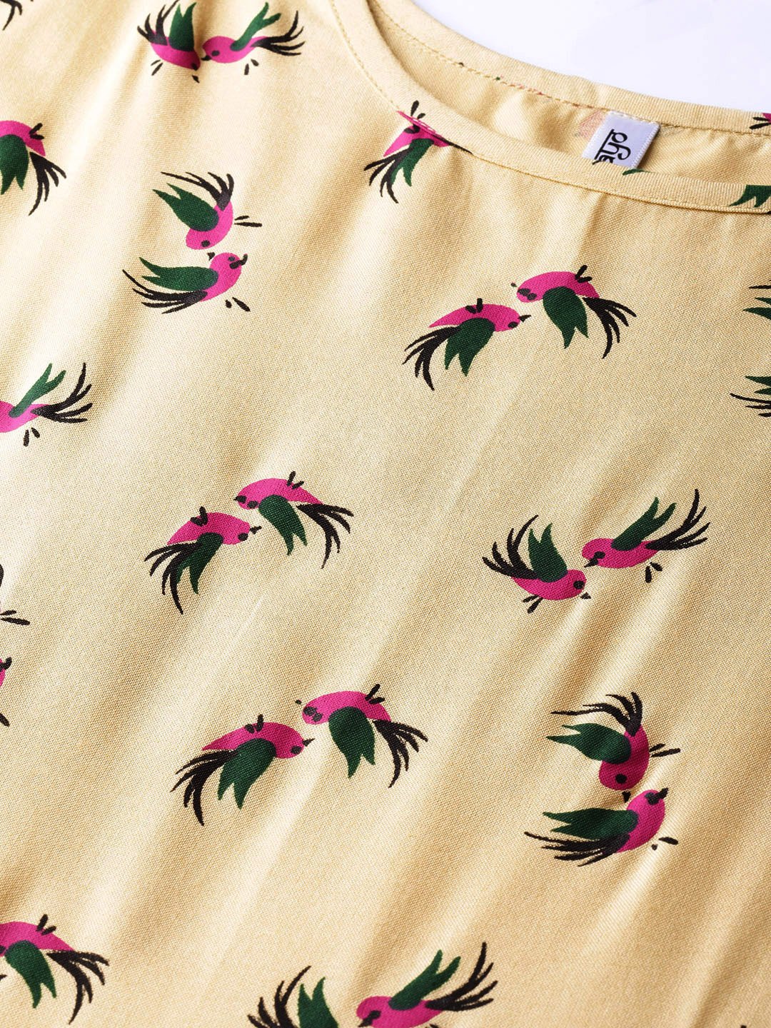 Women Beige & Magenta Printed A-Line Dress | NOZ2TOZ - Made In INDIA.