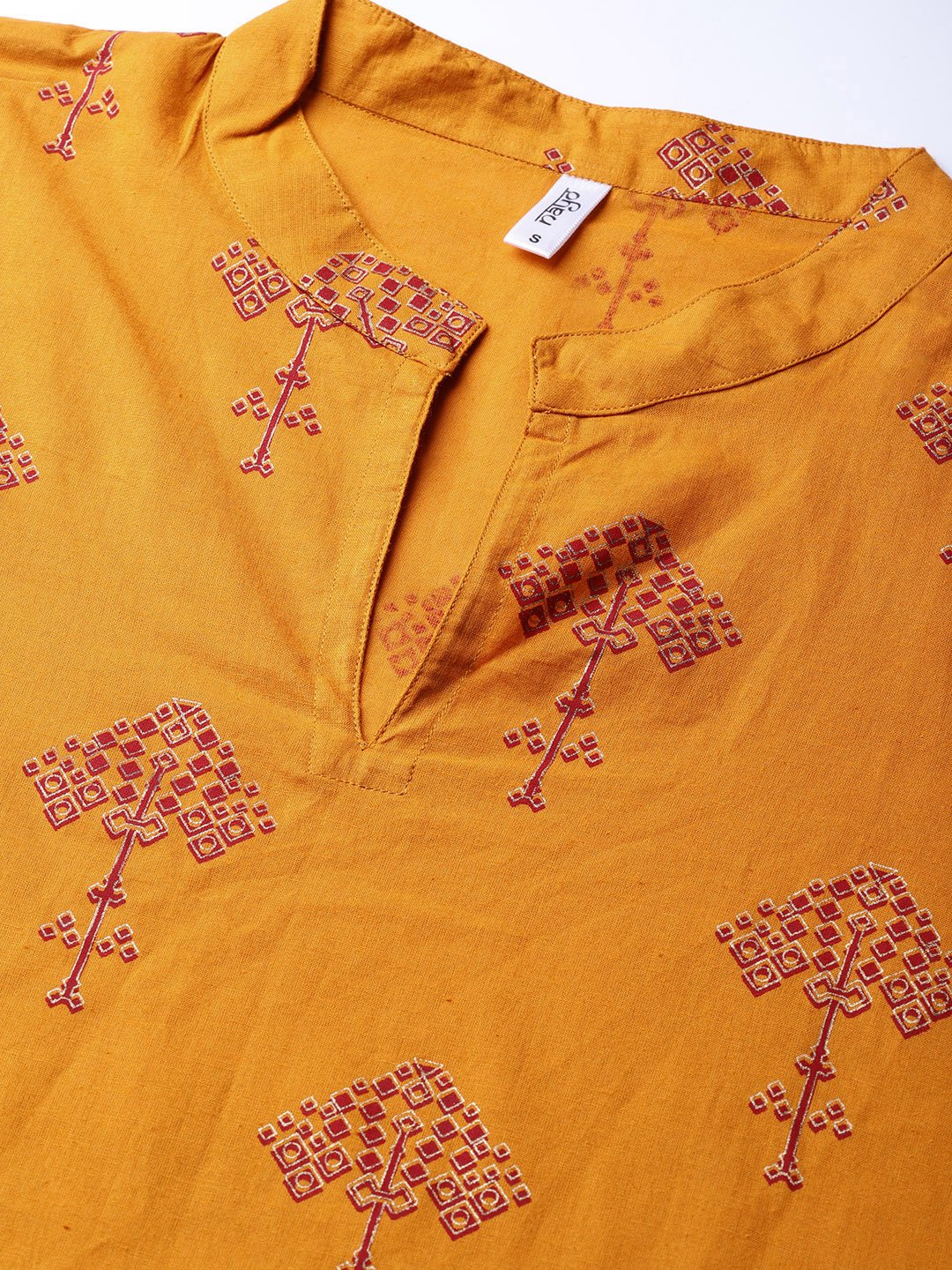 Women Mustard Yellow & Red Printed Kurta with Trousers | NOZ2TOZ - Made In INDIA.