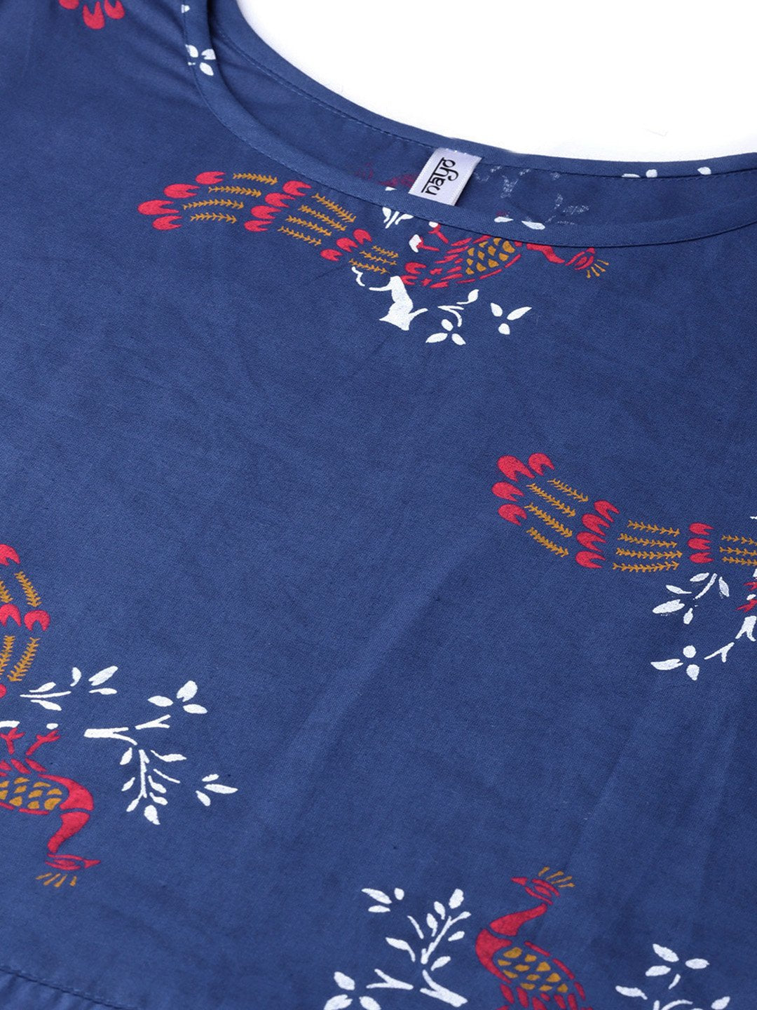 Women Navy Blue & Pink Printed Maxi Dress | NOZ2TOZ - Made In INDIA.