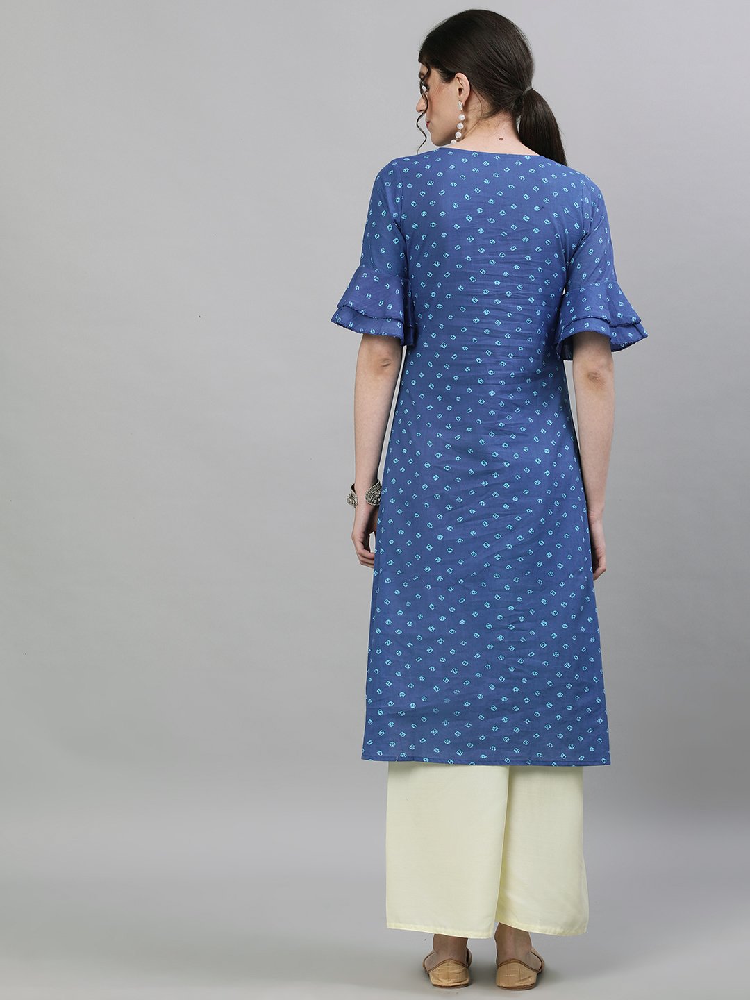 Women Blue Printed A-Line Kurta | NOZ2TOZ - Made In INDIA.