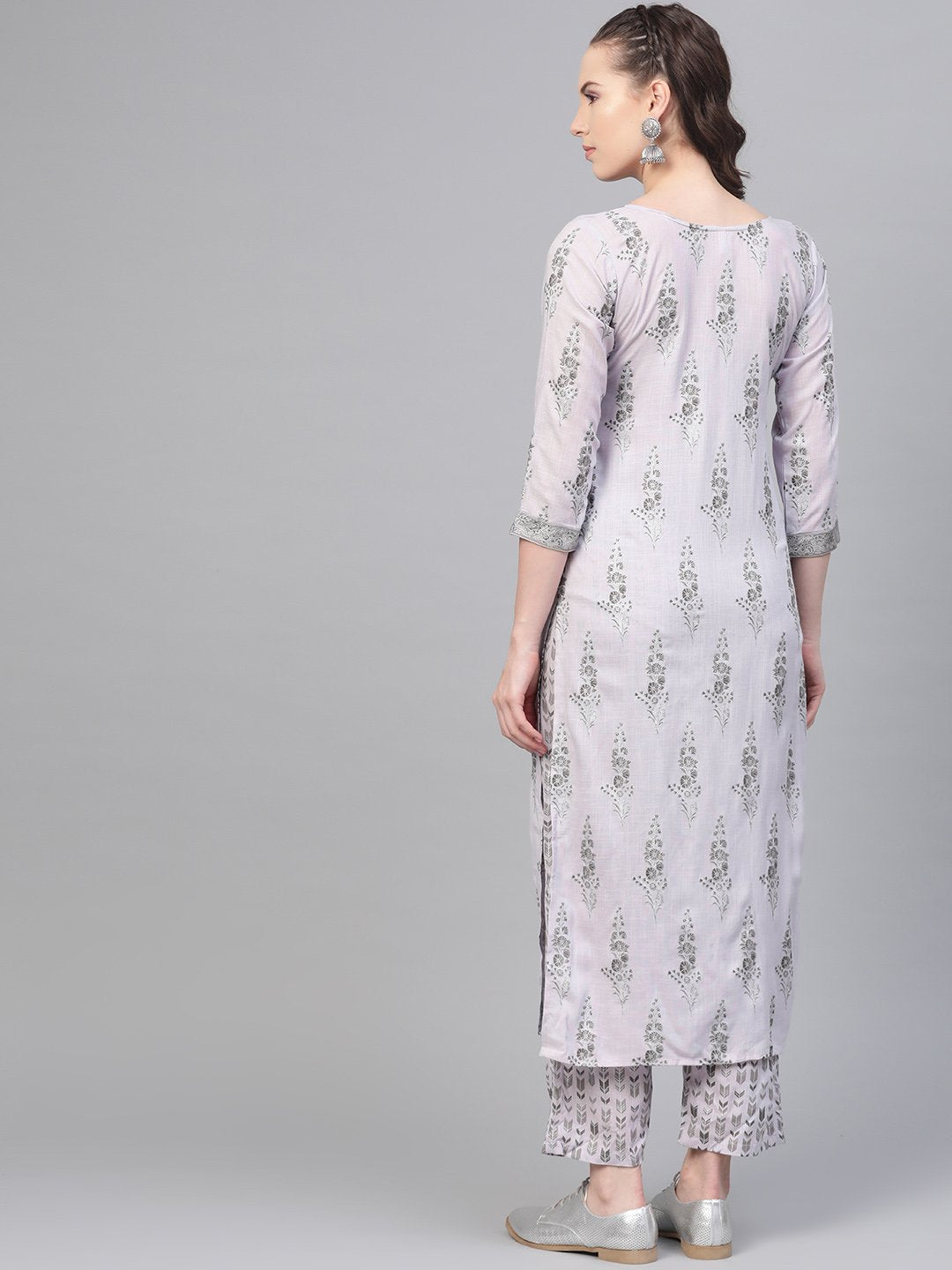 Fossil Grey Printed Kurta set with Pant | NOZ2TOZ - Made In INDIA.