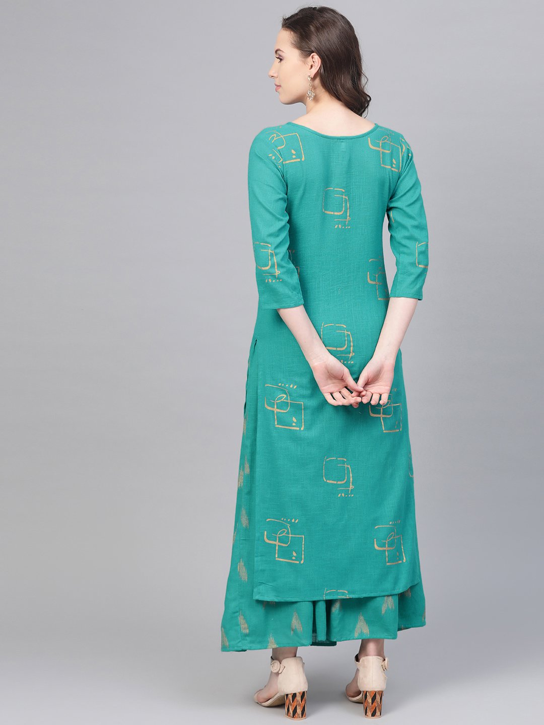 Green Printed Kurta Set With Printed skirt | NOZ2TOZ - Made In INDIA.