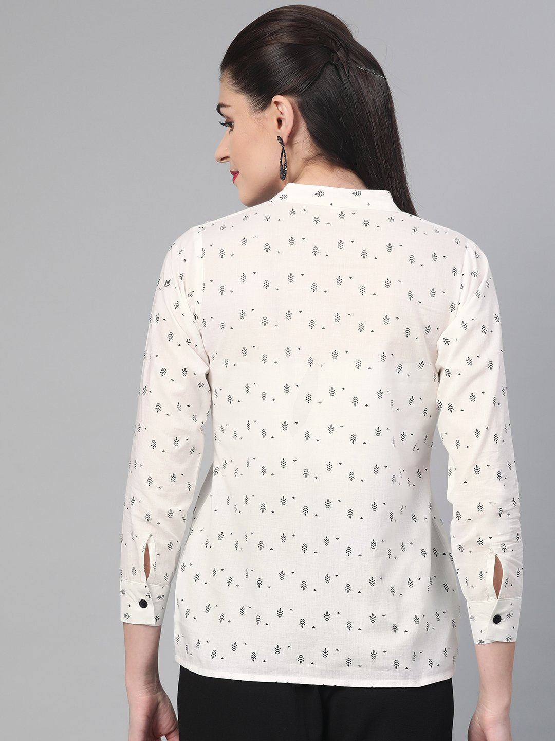 Women White & Balck Printed Shirt | NOZ2TOZ - Made In INDIA.