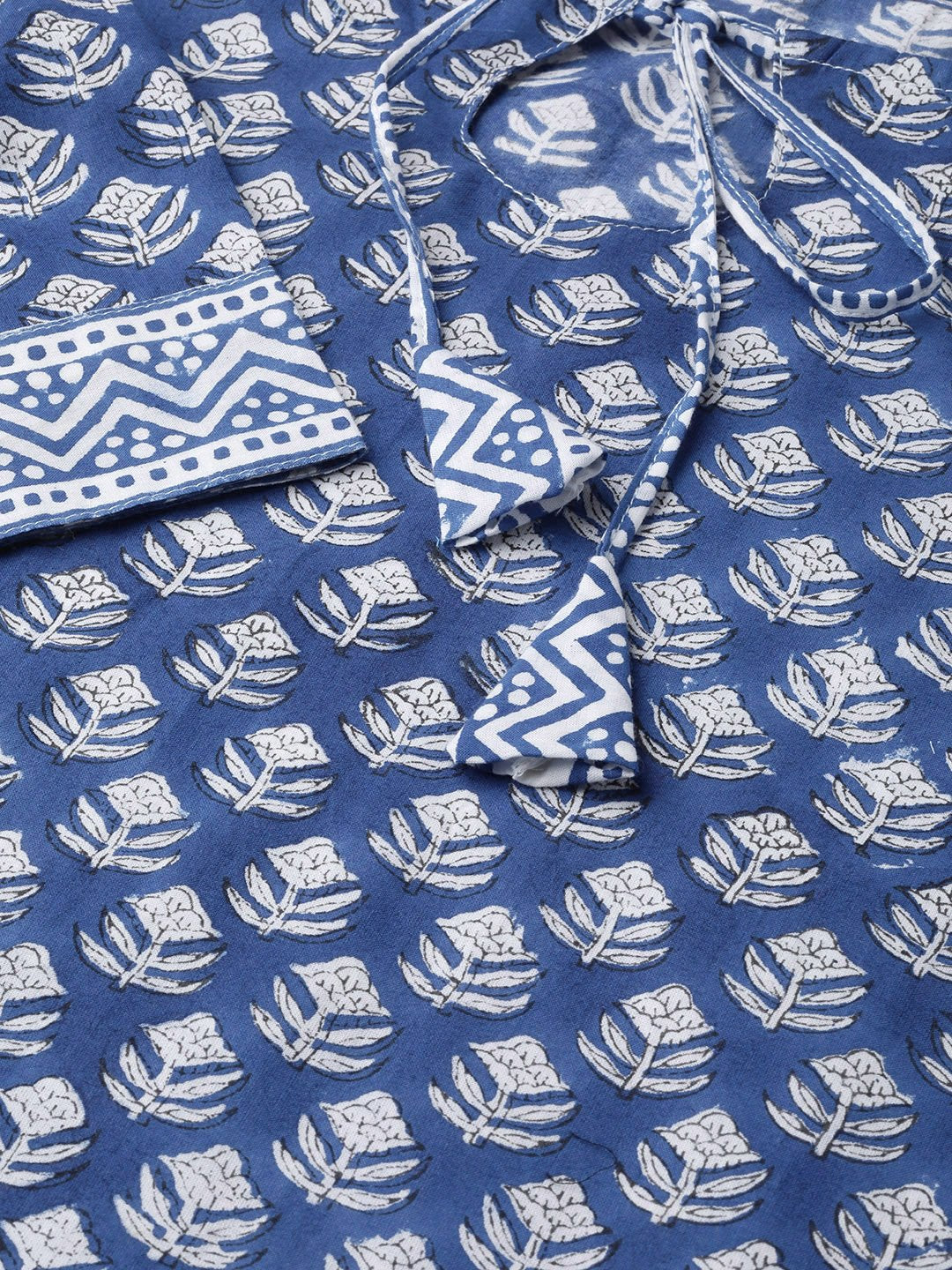 Women Blue & White Straight Floral Printed Kurta And Palazzos Set With Dupatta | NOZ2TOZ - Made In INDIA.