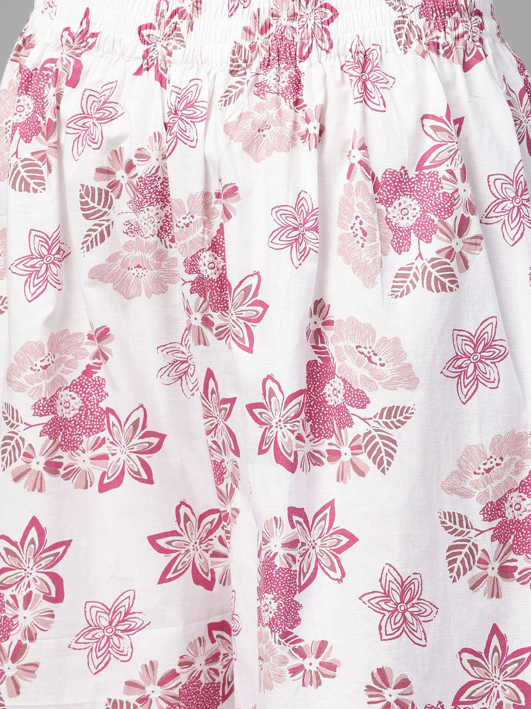 Women Pink & White Straight Floral Printed Kurta And Palazzos Set | NOZ2TOZ - Made In INDIA.