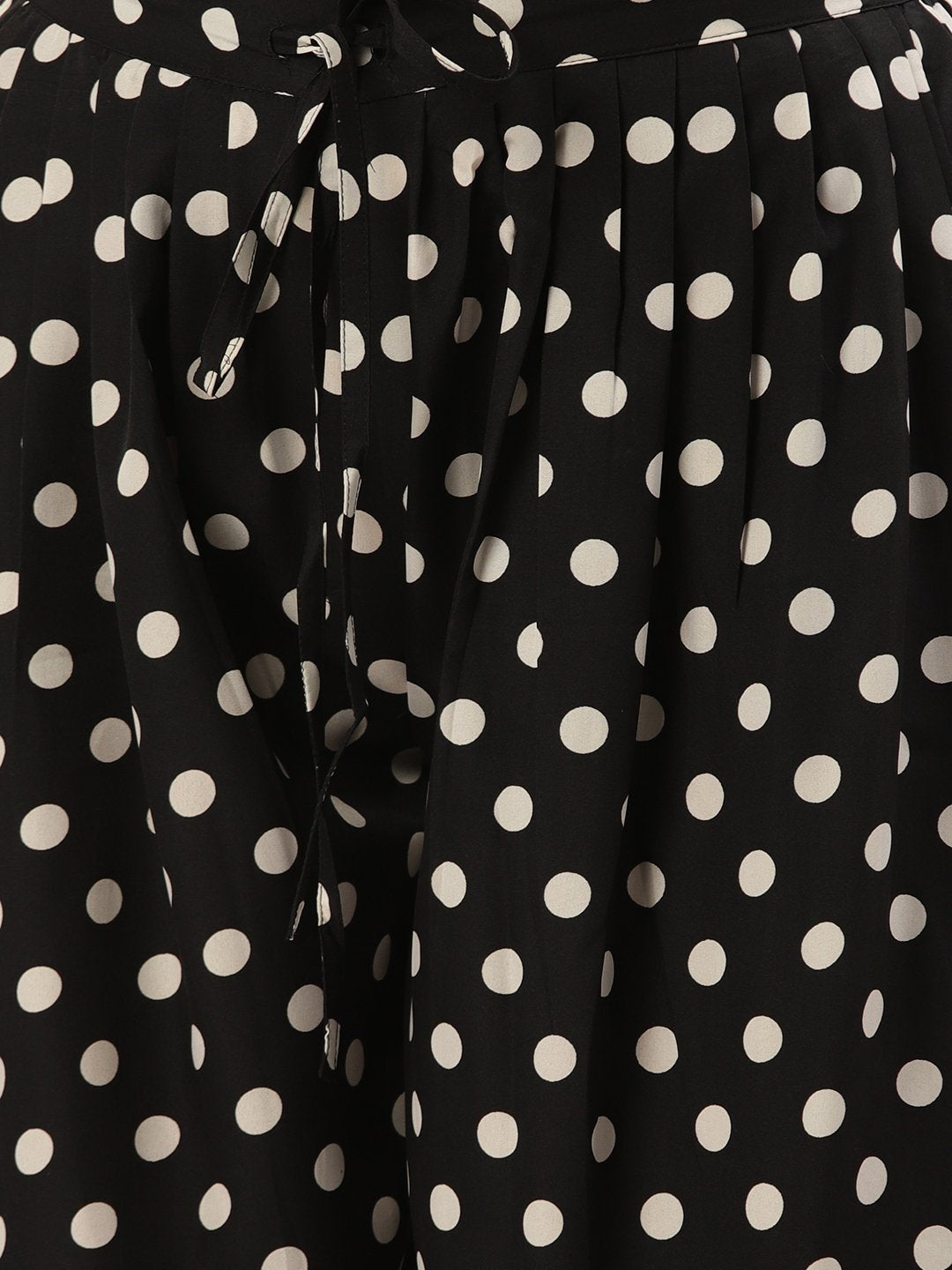 Women Black Polka Dots Printed Crepe Flared Palazzo | NOZ2TOZ - Made In INDIA.