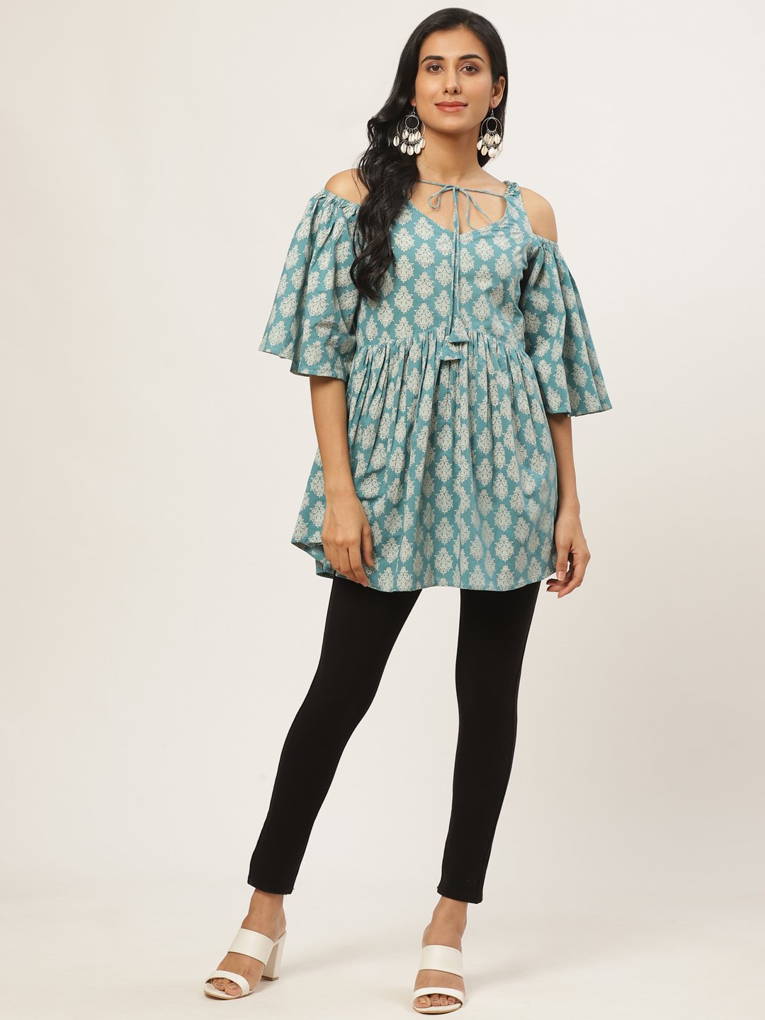 Women Turq Printed tie-up tunic | NOZ2TOZ - Made In INDIA.