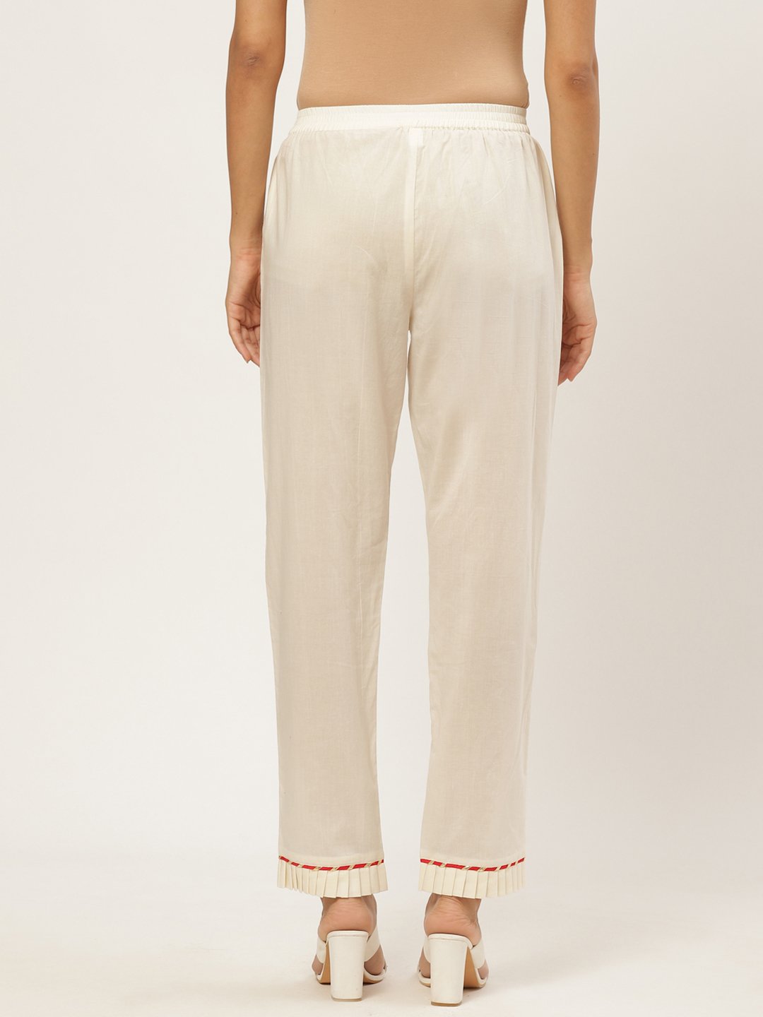 Women Off white solid trouser | NOZ2TOZ - Made In INDIA.