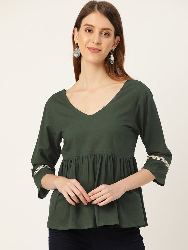 Women Green Peplum Top | NOZ2TOZ - Made In INDIA.