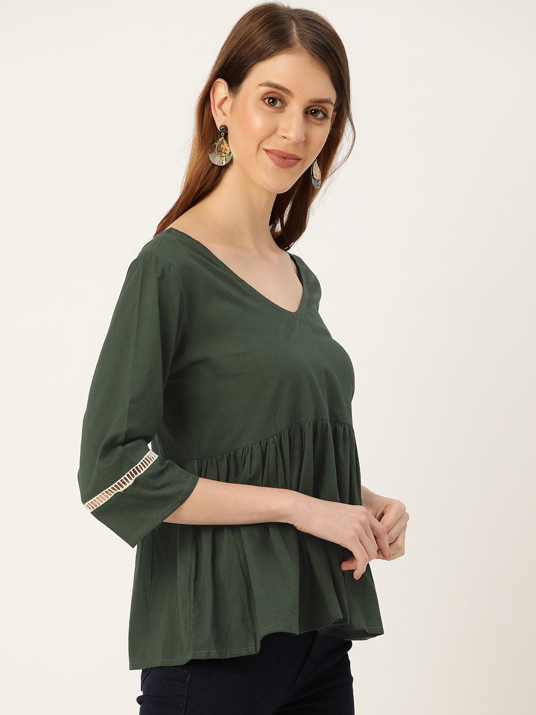 Women Green Peplum Top | NOZ2TOZ - Made In INDIA.