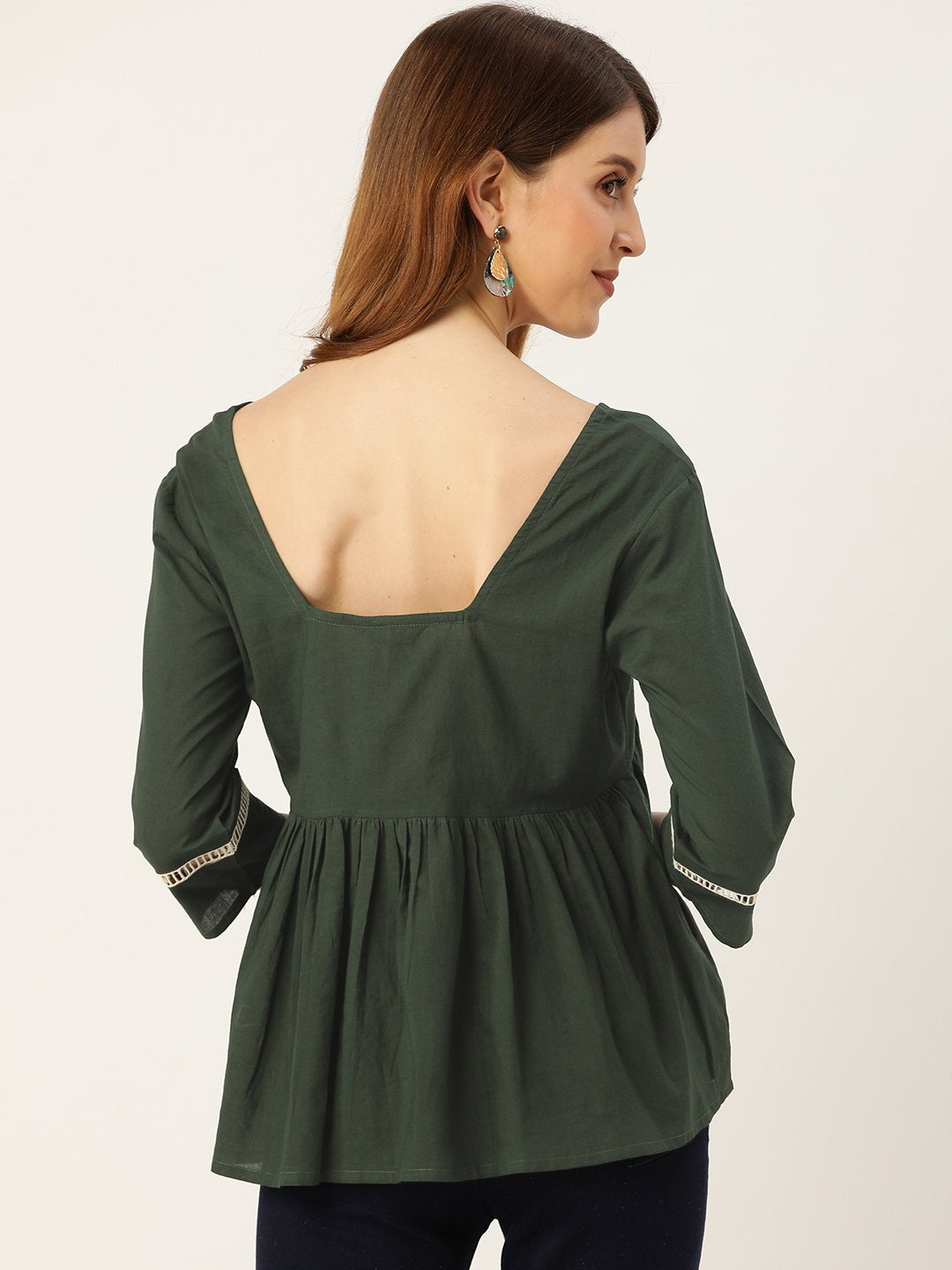 Women Green Peplum Top | NOZ2TOZ - Made In INDIA.