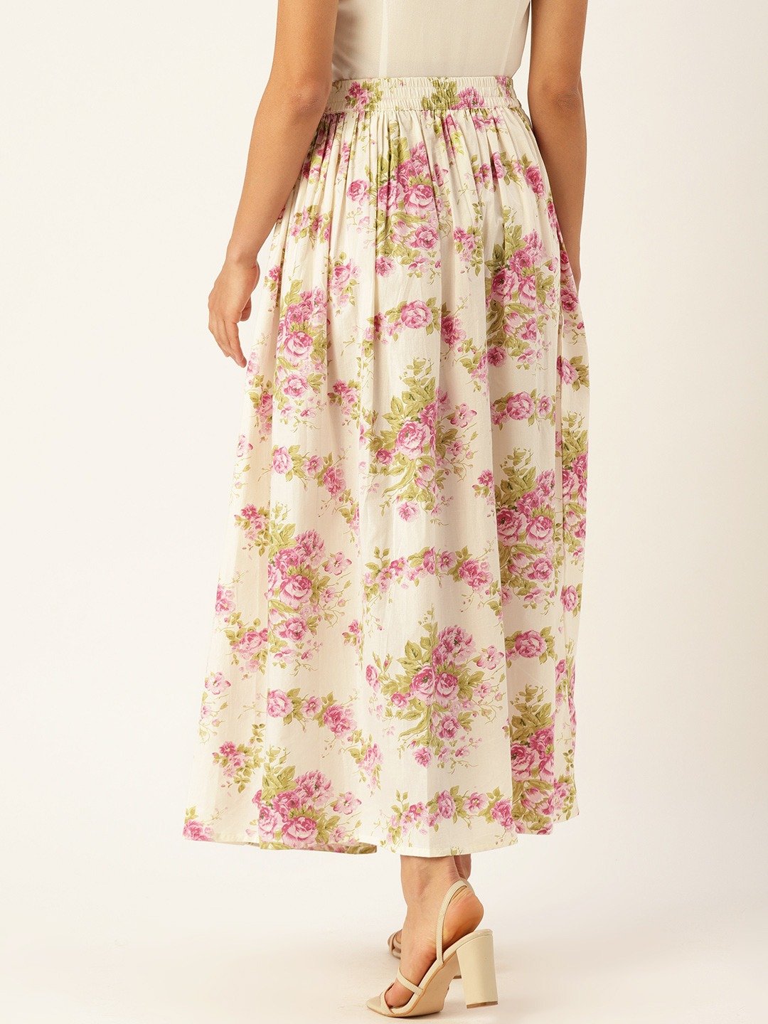 Women Off white Floral Printed Skirt | NOZ2TOZ - Made In INDIA.