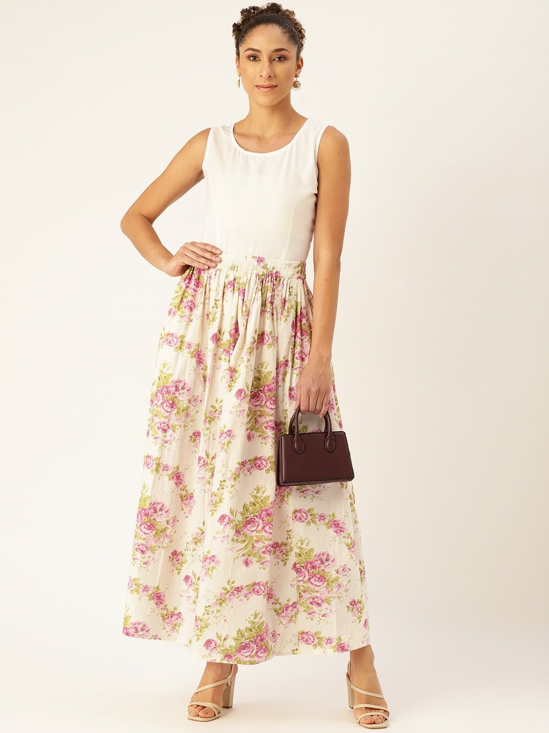 Women Off white Floral Printed Skirt | NOZ2TOZ - Made In INDIA.