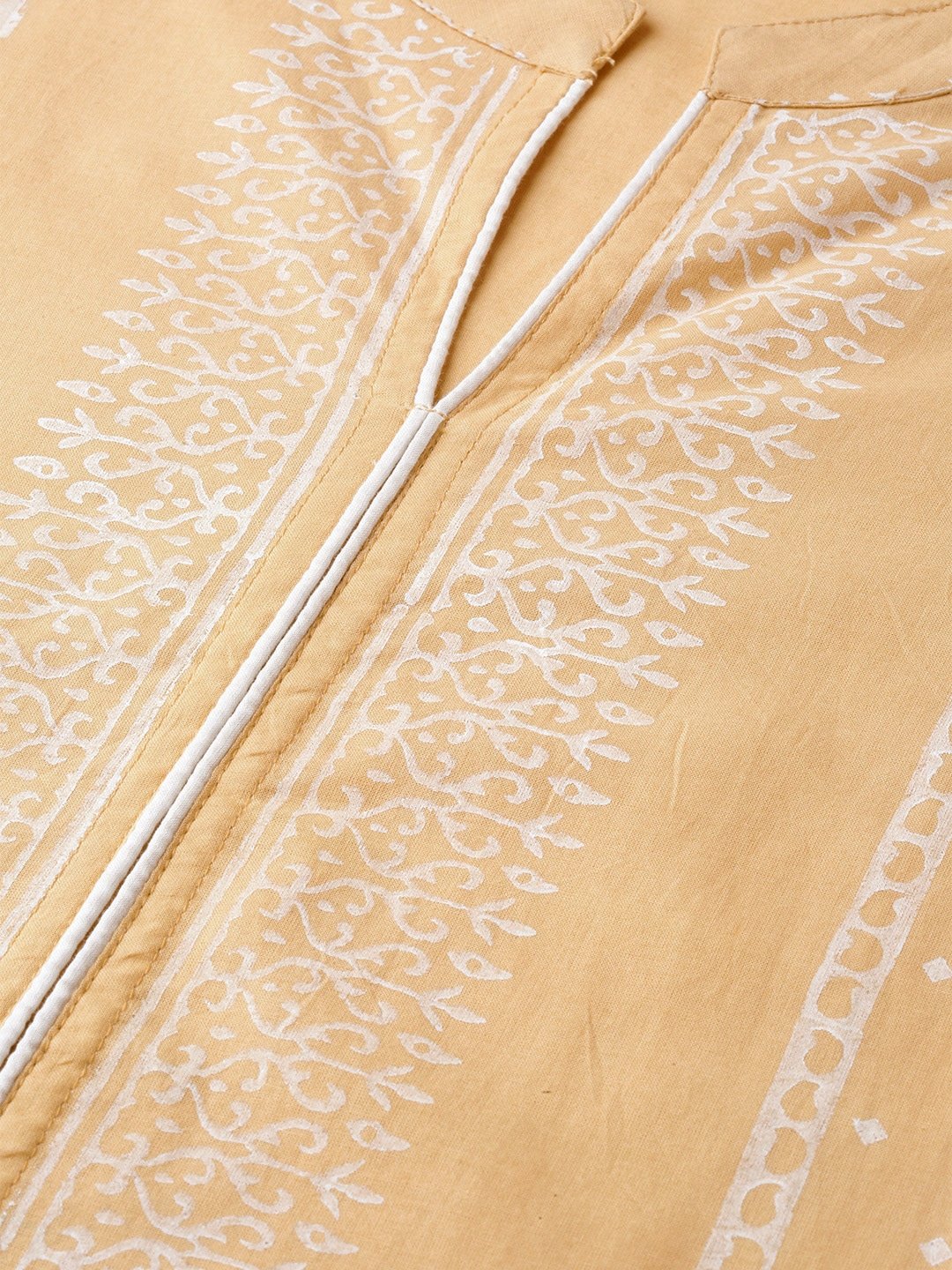 Women Beige & White Printed Kurta with Palazzos | NOZ2TOZ - Made In INDIA.