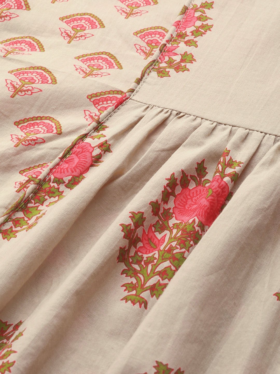 Women Beige & Pink Printed Kurta with Palazzos | NOZ2TOZ - Made In INDIA.