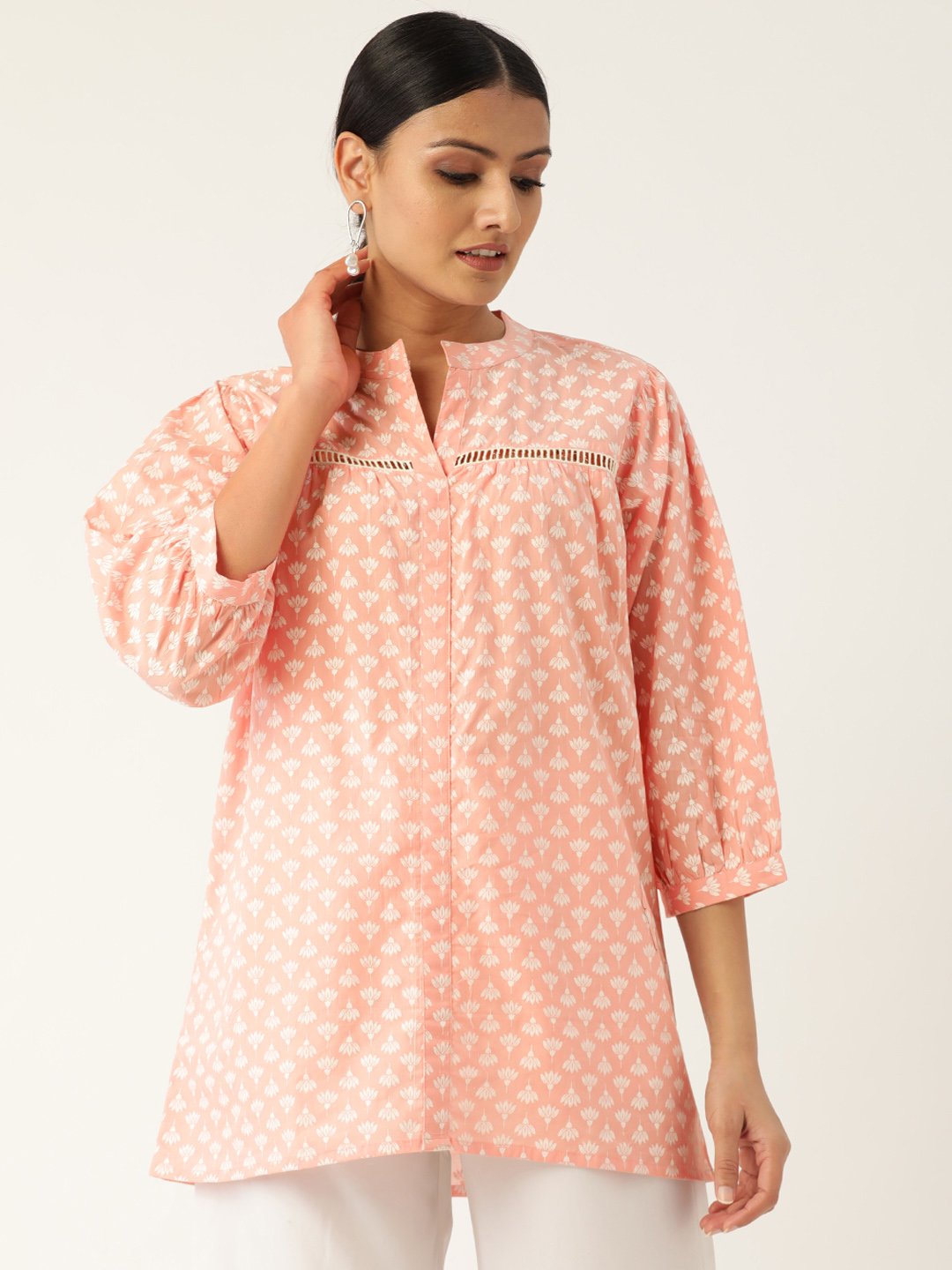 Women Pink and white Tunic | NOZ2TOZ - Made In INDIA.