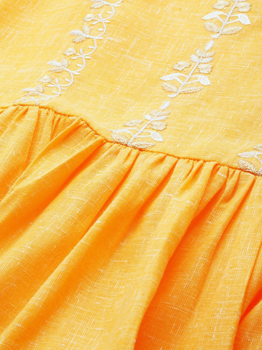 Women Yellow Solid Solid Keyhole Neck Cotton Fit and Flare Dress | NOZ2TOZ - Made In INDIA.