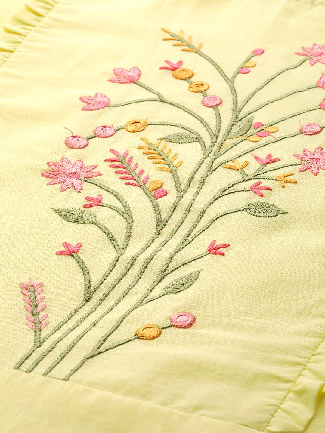 Women Yellow & Pink Embroidered Kurta with Palazzos & Dupatta | NOZ2TOZ - Made In INDIA.