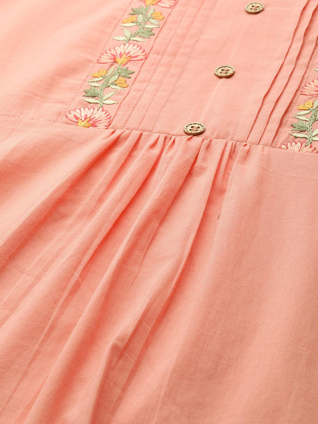 Women Peach-Coloured Embroidered Kurta with Palazzos & Dupatta | NOZ2TOZ - Made In INDIA.