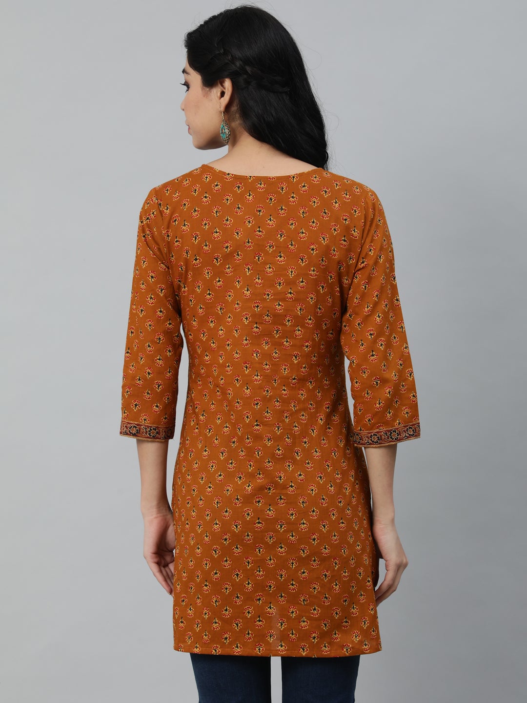 Women Mustard & Red Printed Tunic | NOZ2TOZ - Made In INDIA.