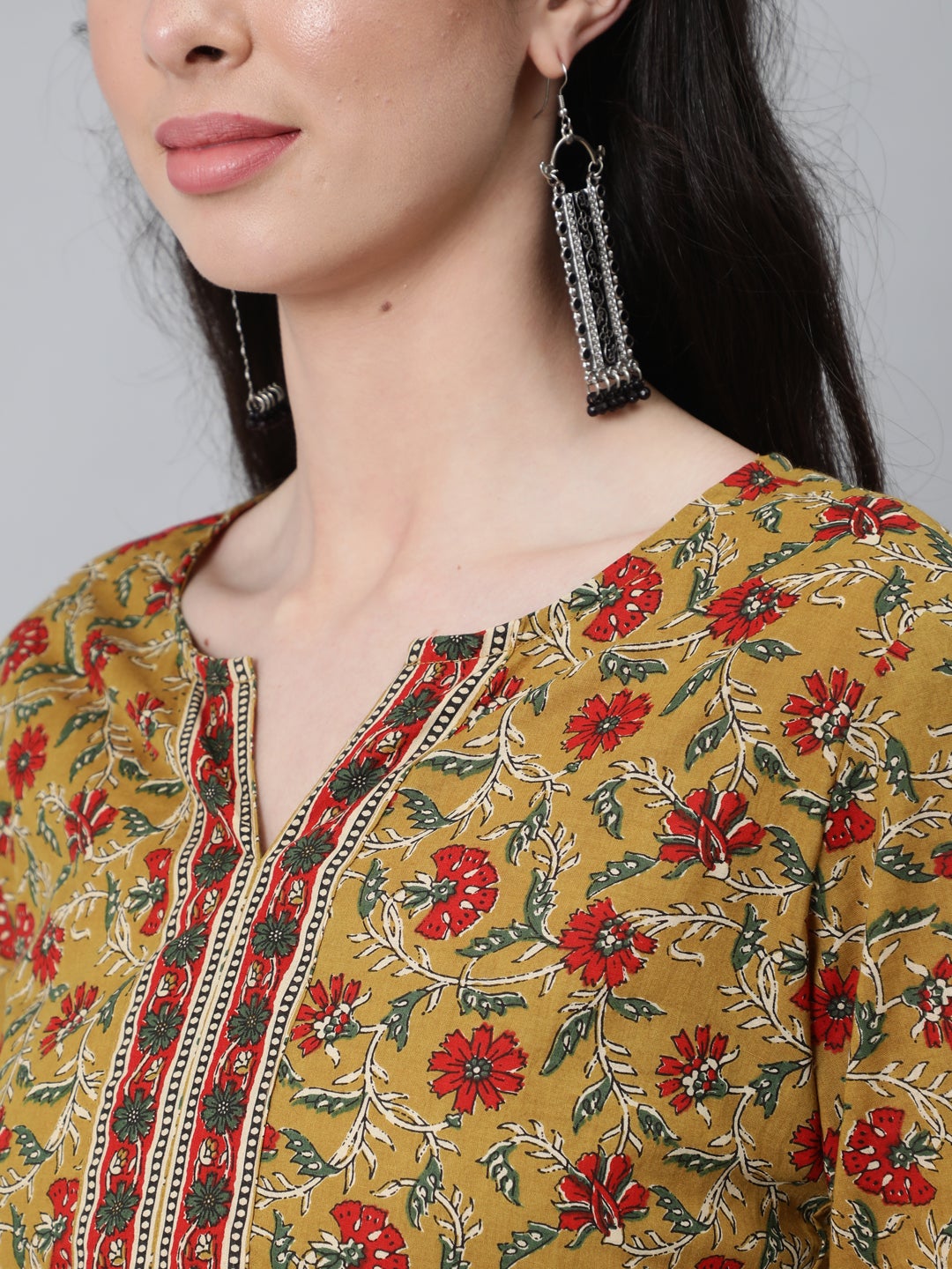 Women Yellow & Red Printed Tunic | NOZ2TOZ - Made In INDIA.