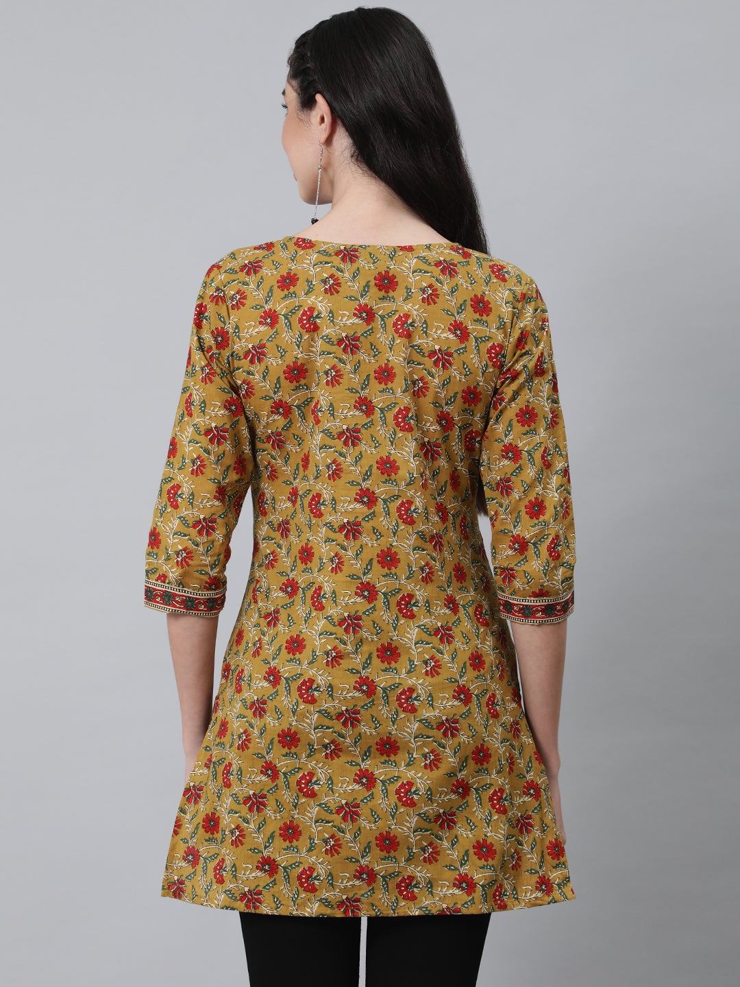 Women Yellow & Red Printed Tunic | NOZ2TOZ - Made In INDIA.