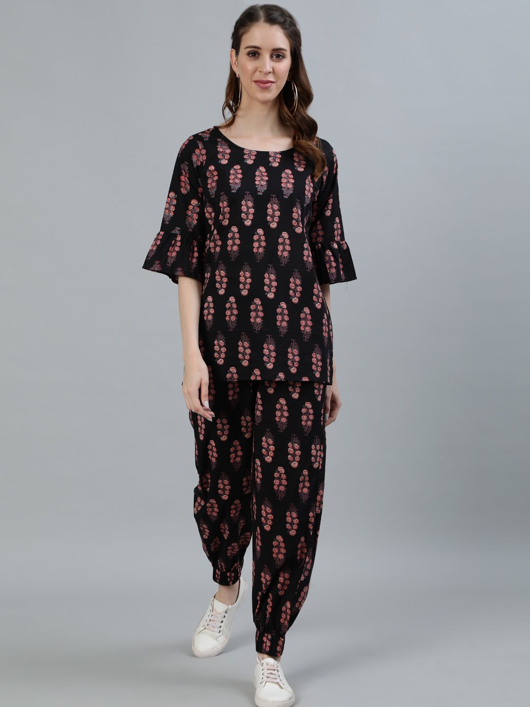 Women Black Printed Night suit | NOZ2TOZ - Made In INDIA.