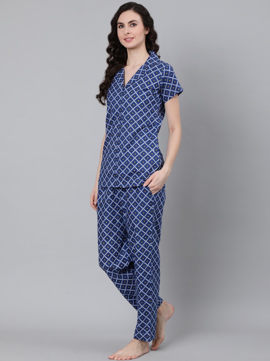 Women Blue Printed Night suit | NOZ2TOZ - Made In INDIA.