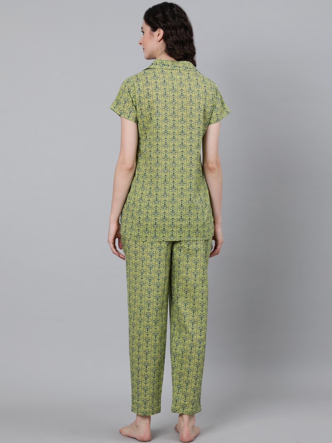 Women Green Printed Night suit | NOZ2TOZ - Made In INDIA.