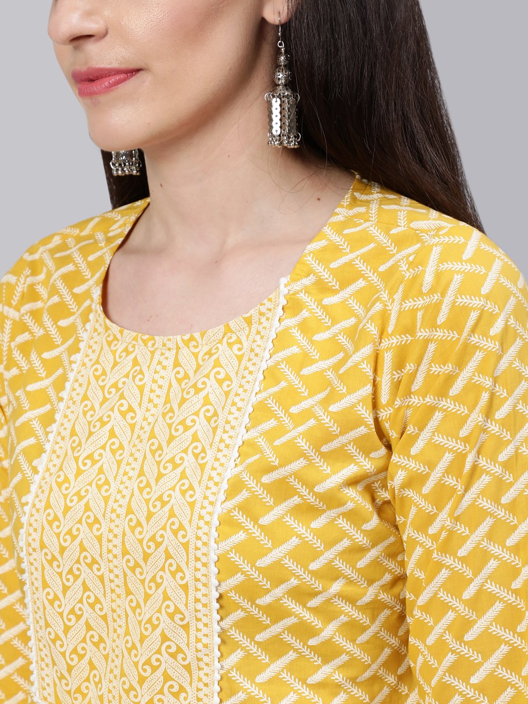 Women Yellow & White Printed Straight Kurta With Plazo & Dupatta | NOZ2TOZ - Made In INDIA.