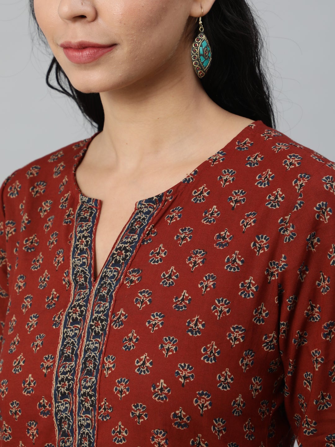 Women Maroon Printed Tunic | NOZ2TOZ - Made In INDIA.