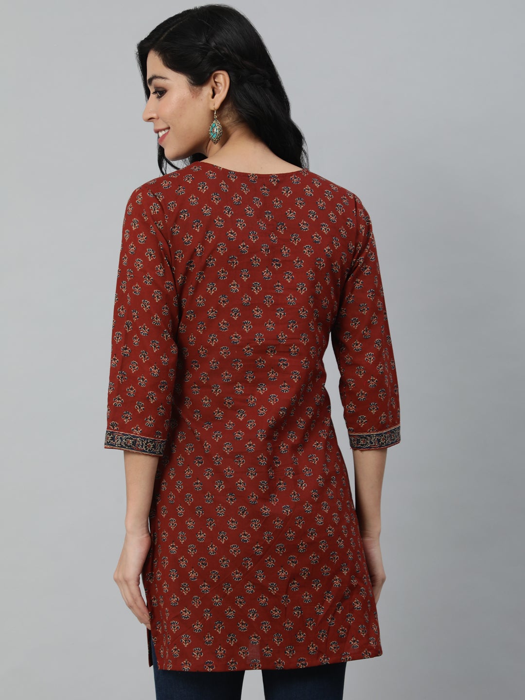 Women Maroon Printed Tunic | NOZ2TOZ - Made In INDIA.