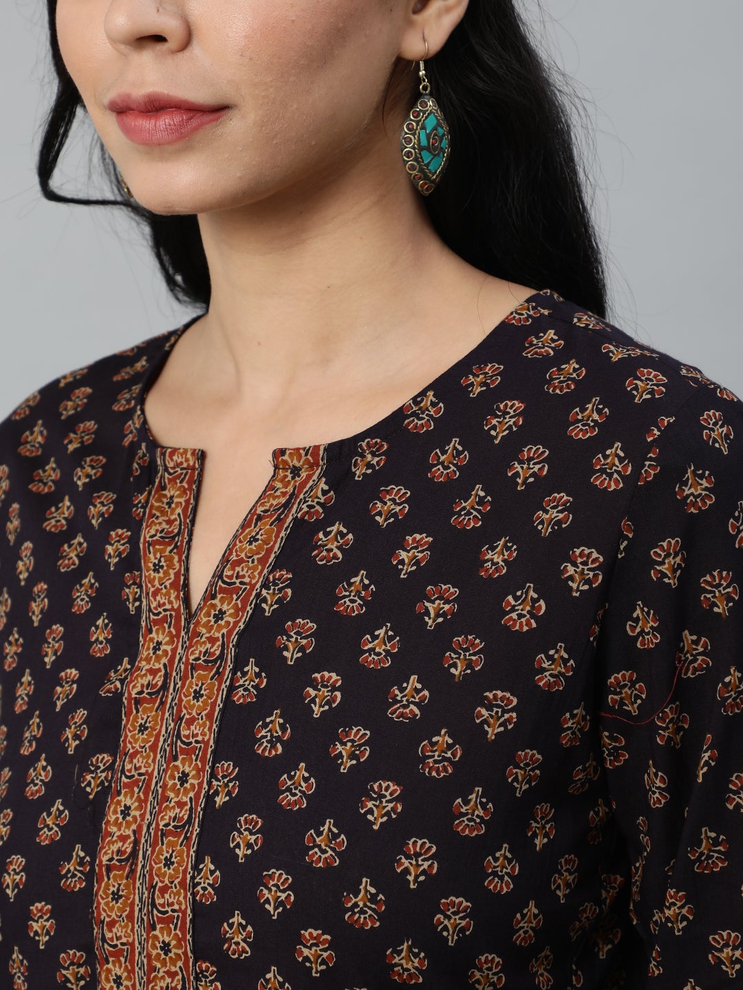 Women dark Purple Printed Tunic | NOZ2TOZ - Made In INDIA.