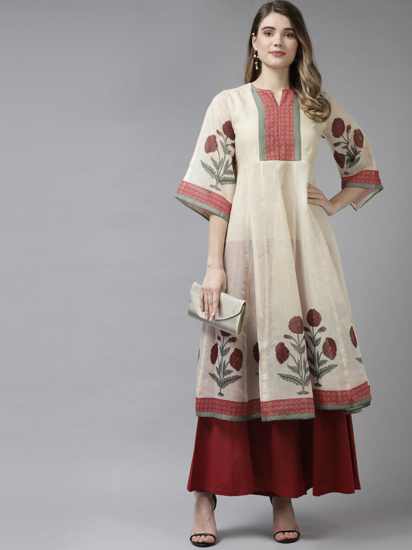 Women's Cream Kurta Set - Noz2Toz