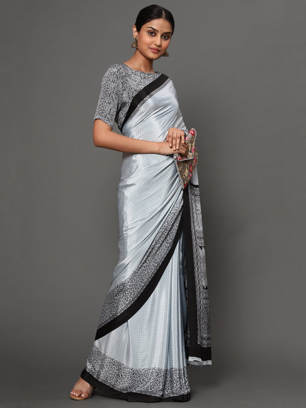 Women's Grey Color Beautiful Ethnic Wear Printed  Saree - AAISHREE