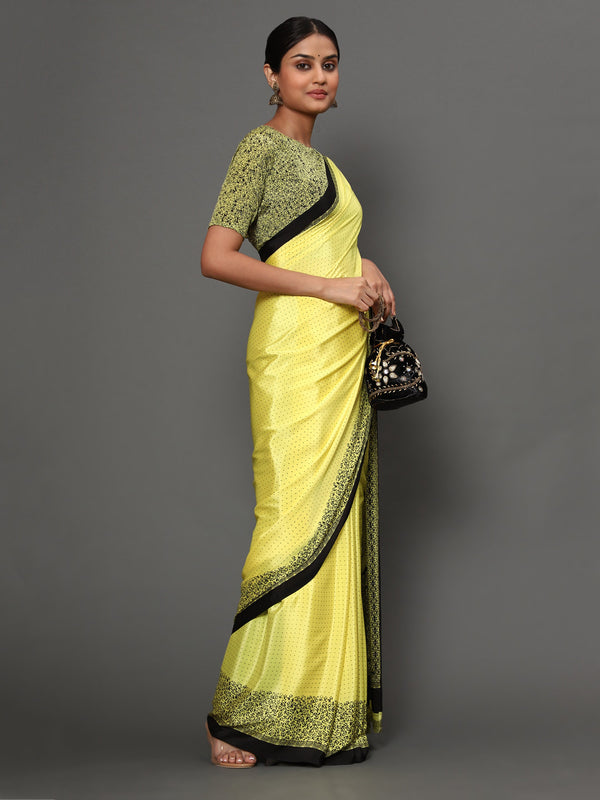 Women's Yellow Color Beautiful Ethnic Wear Printed  Saree - AAISHREE