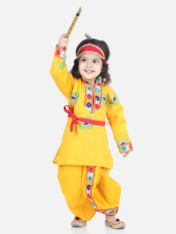 Boy's Yellow Color Embroidered Kanhaiya Dhoti Kurta - NOZ2TOZ KIDS