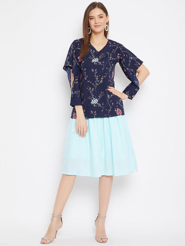 Women's Printed Top And Skirt - BitterLime - Indiakreations