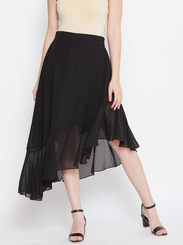 Women's Asymmetrical Ruffled Skirt - BitterLime - Indiakreations