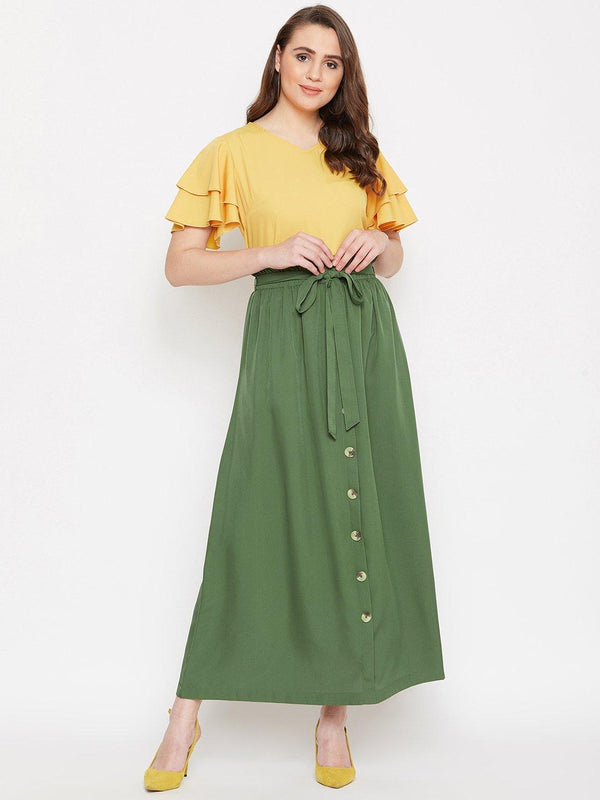 Women's Top & Skirt Set - BitterLime - Indiakreations