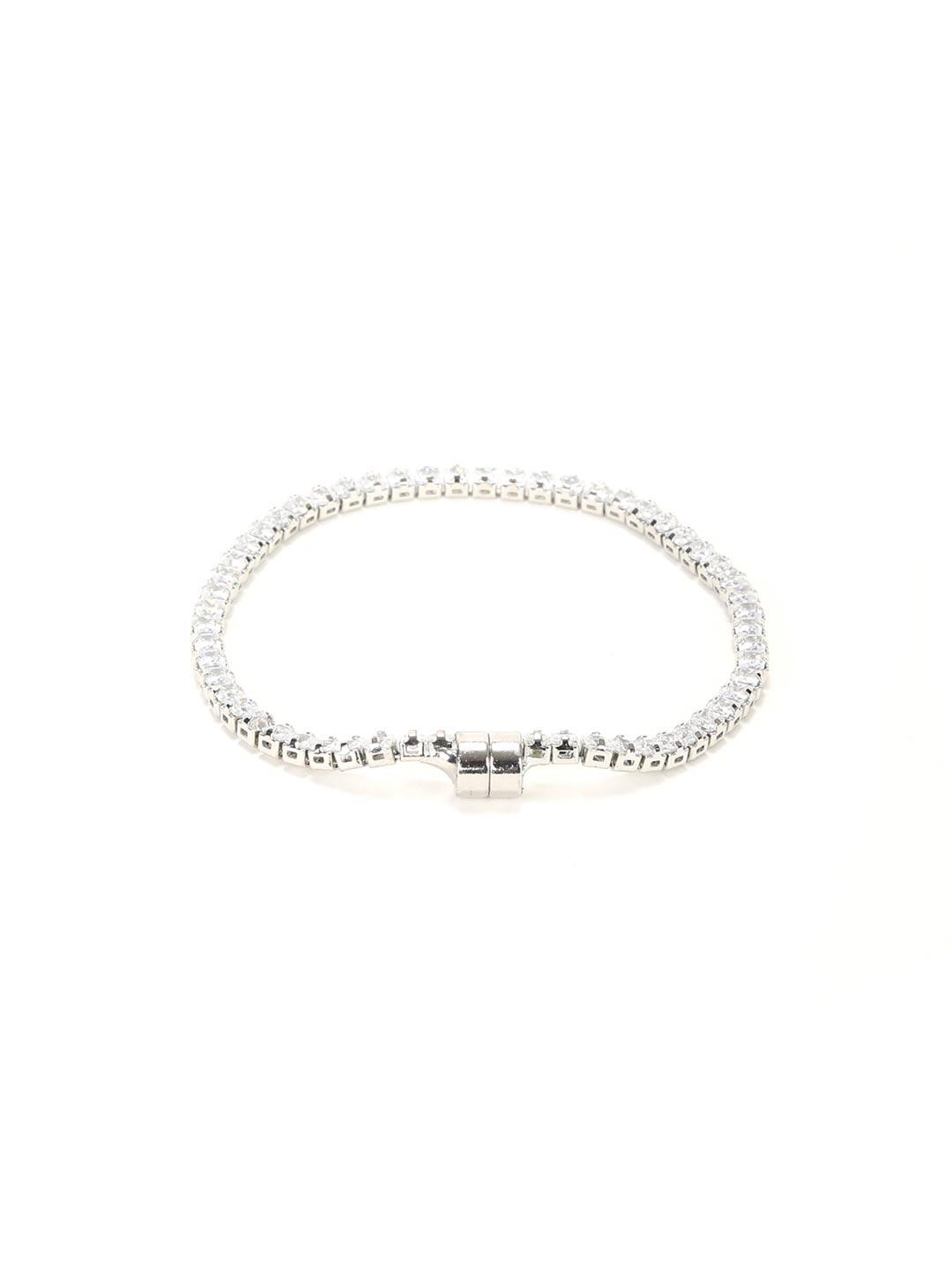 Women's Artificial Stones Silver Plated Bracelet - Priyaasi - Indiakreations