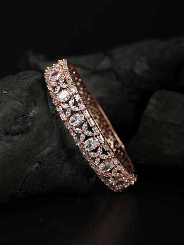 Women's American Diamond Rose Gold Plated Bracelet - Priyaasi